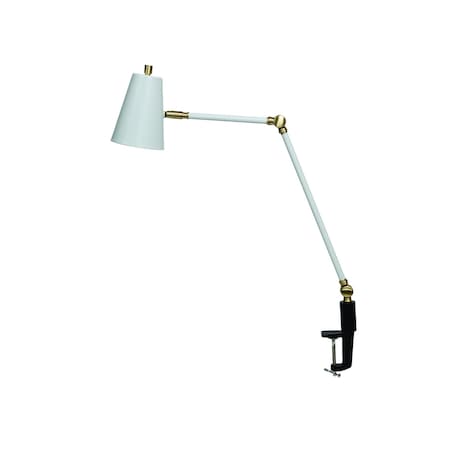 Aria  Clip On Table Lamp Spot Light Whitesatin Brass